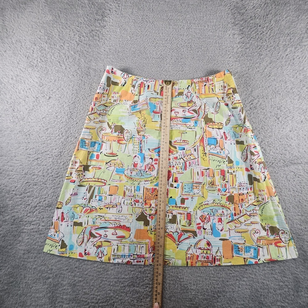 Vtg 90s Y2K Skirt Woman 30"Graphic AOP Print Villa City Eatery Wearable Art Boho - Picture 6 of 10